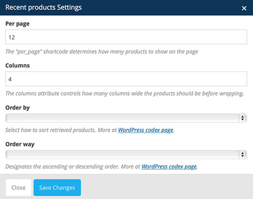 recent products vc settings