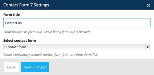 contact form vc settings