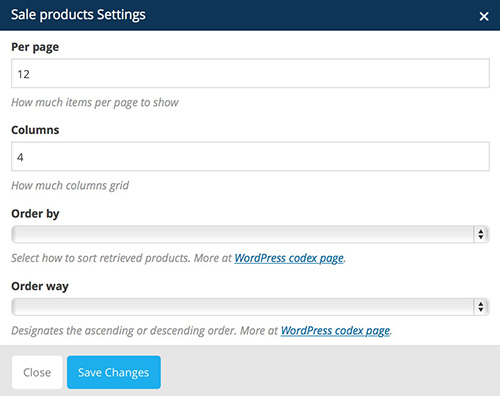sale products vc settings
