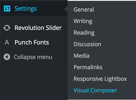 settings visual composer