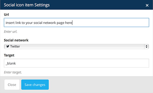 social icons vc settings
