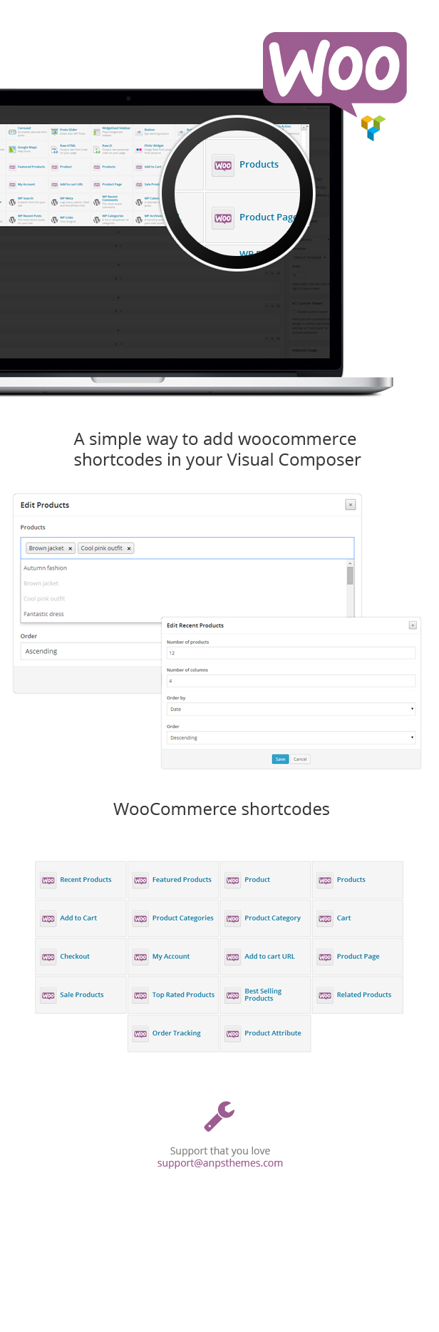 Woocommerce shortcodes for Visual Composer - 4