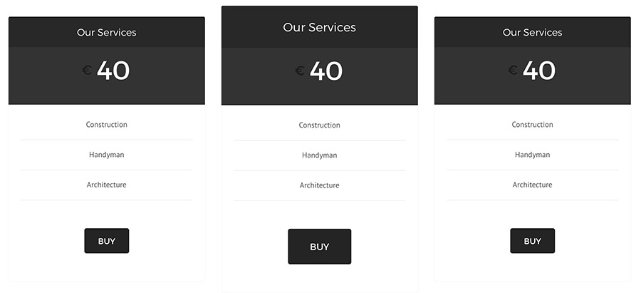 featured pricing table