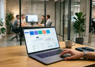 Professional working on monthly WordPress support and website maintenance dashboard