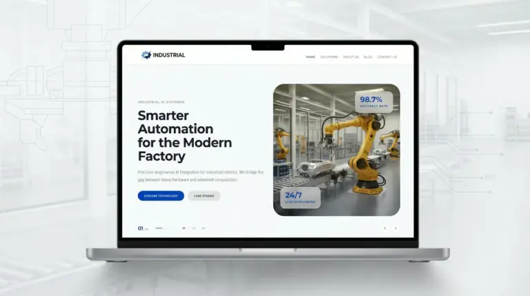 Modern industrial WordPress theme demo for automation, robotics, smart factory, and advanced manufacturing websites