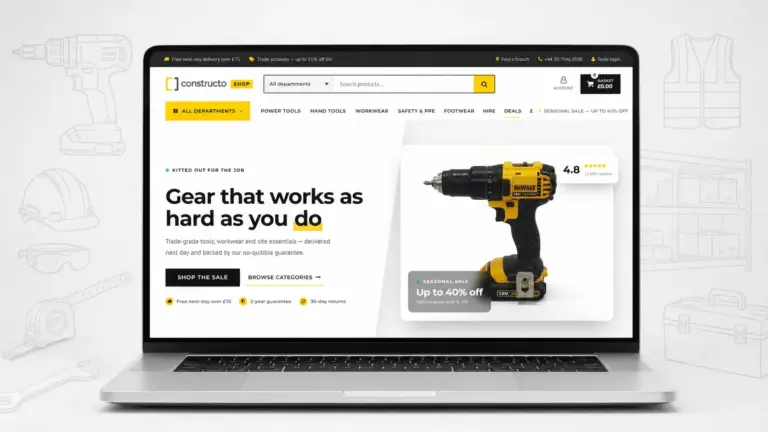 Constructo Shop WooCommerce demo for tools, workwear and construction supplies